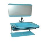Oath vision Glass Wash Basin Set With Mirror & Steel Stand (Sky/ OA74)