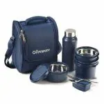 Oliveware Teso Lunch Box with Bottle 4 Containers Lunch Box (blue-pro)