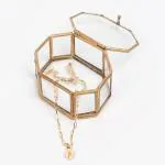 ARTINCO Octagon Brass and Glass Display Box for Home and Office with dimensions of 15x10x4 cm.