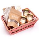 Jaiccha-Pink Rectangle Jute Basket with Kaju Katli