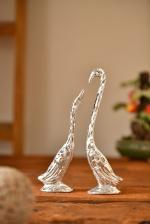 Fashion Bizz Silver Aluminium Swan Pair showpiece 8 x 6 cm ,Pack of 2