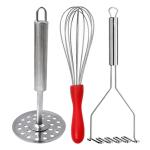 DreamBasket Stainless Steel Egg Whisk & (Pack of 2) Potato Masher for Kitchen