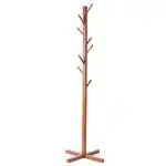House of Quirk Bamboo Coat And Hat Rack 8 Hooks Coat Stand Clothes Rack Solid Feet for Clothes Scarves and Hats - Copper