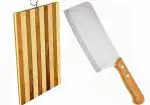 Shruthi Wooden Knife Essential Kitchen Combo (2 Pack) Wooden Meat Cleaver Knife + Wooden Chopping Board for Cutting Slice Dice Steak Meat Chicken Cheese Vegetable Fruits EZ724