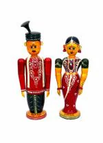 Adilakshmi Wood Hand Crafted Marriage Couple-Standing Etikoppaka Toys