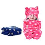 OYO BABY Blankets for New Born Babies | Baby Combo, Super Soft Baby Wrapper Baby Sleeping Bag for Baby Boys, Baby Girls, Babies (0-12 Months, Fleece, Skin Friendly, Star Dark Blue & Pink)