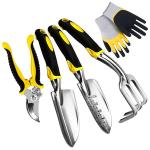 Hasthip Black, Yellow Aluminum Gardening Tools For Garden Home Patio Set With Transplanting Spade (Pack Of 5)