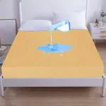 Mattress Protector Waterproof Mattress Protector with Soft Terry Cotton, Breathable Lycra Elastic Fitted Mattress Protector - 75 x 36 Inch / 6.25 x 3 Feet Single Bed Beige