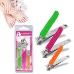 Majestique Nail Clippers Set, Premium Sharp Stainless Steel Fingernail & Toenail Nails Cutter with Rubber Grip in Large, Medium, Small for Men Women Kids - 3Pcs/Multicolor