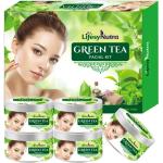 Lifesy Nutra Glow Green Tea, Professional Beauty Parlour Facial Kit for Men and Women (60g, Pack of 5)