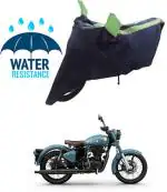 RONISH Waterproof Two Wheeler Cover for Royal Enfield (Classic 350 Signals, Blue, Green)