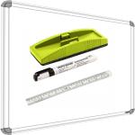 SRIRATNA Non Magnetic Wooden 1.5 X 2 Feet Non-Magnetic Double Sided White Board & Chalk Board 1 Side White Marker & Reverse Side Green Chalk Board Surface + 1 Duster + 1 Marker & 30 cm Scale Pack 4