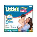 Little's Premium Baby Diapers XXL Size | Pants Style | 15-25 kg | 22 Count - Pack of 1 | CottonSoft Baby Diaper with Leakage Guard, Wetness Indicator & 12 Hours Absorption 