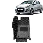 Kingsway 7D Car Floor Foot Tray Mats for Hyundai Xcent, 2013 - 2017 Model, 100% Waterproof Washable, Black, Made with Top-Notch PVC Material, Complete Set of 3 Piece