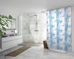 The Furnishing Tree Shower Curtains 7 feet Height 4.5 feet Width Blue Color Bamboo Branches Pattern with 8 Hooks