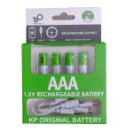 KP Original Battery Rechargeable AAA Batteries, 1.5V 750mWh, USB Type-C Charging Cable, 4-Pack, High Capacity, Fast Charge, 1200 Cycles, Over-Charge Protection