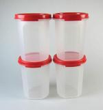 Tupperware Red Plastic Round Container Set of 4 440ml