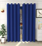 Shine Creations Blue Polyester Solid Blackout Window Curtain 122 cm x 152 cm - Pack Of 2