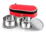 Sai Home Appliances Stainless Steel Lunch Box with Single Bag 300 ml (Set of 2)