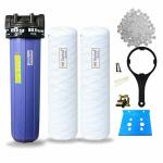 HG Techno Services Heavy-Duty 20-Inch 1 Big Blue Pre-Filter Housing Bowl Comes With a 4-inch 2 Jumbo Thread Filter, 20 Antiscalant Balls, And 1-inch Inlet Outlet Size Spanner Key.