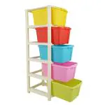 Primelife 5XL Plastic Modular Drawer System Large MultiPurpose Storage Drawer Organizer for Home Office Foldable drawers organizers Box -Multicolor (5xl Big Drawer)