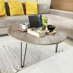 Kawachi Wooden Round Centre Table Tea, Coffee Table with Metal Hairpin Leg Caspio Dark