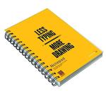Askprints Unruled Wire Bound Less Typing, More Drawing Quoted Spiral Notebook - Personal Diary Doodle Notes Planner (A 160 pages, Yellow)