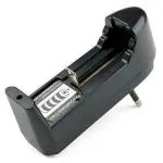 KP Black 3.7V Portable Lithium Li Ion Rechargeable Dry Cell Single Battery Slot Multi Purpose Charger Plug With Led Indicator For Charging