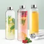 TREO Clarion Borosilicate Glass Water Bottle, Set of 2, 760 ml Each, Transparent 760 ml Bottle (Pack of 2, Clear, Glass)