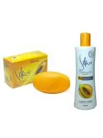Queue Silka papaya Full Body Skin Whitening Kit (soap and lotion)