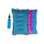 SHIVAM CART Sleeping Inflatable Air Pillow with pump Headrest Soft Comfort Ultralight Portable Neck Pillow for Travel for Plane Flight Bus and Office for Men and Women (Multi Color) (Pack of 3)