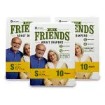 Friends Easy Adult Diapers Tape Style - 30 Count (Small) with odour lock and Anti-Bacterial Absorbent Core- Waist Size 23.62 - 37.40 Inch ; 60 - 95Cm