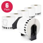 HAIDERY HARDWARE AUTM ASprink Multicolor Compatible Continuous Paper Tape Replacement for Brother DK-2205, Used for QL Label Printer QL-500, Cut-to-Length White Paper with 1 Refillable Cartridge 6 Rolls (2-3,7 inch x 100 ft)