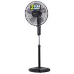 iBELL CHROME10 Pedestal Fan with 5 Leaf, Timer, High Speed Motor - Black
