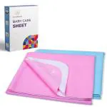 MY ARMOR Baby Dry Sheet/Mattress Protector (Waterproof/Quick Drying/Extra Absorbent/Reusable) - Pack of 2 (Large (100cm x 140cm), Pink & Sky Blue)