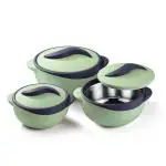 Pinnacle Green Stainless Steel, Plastic Parisa Inner Casserole (Pack Of 3)