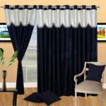 Msd Decor Hub Black Self Design Polyester 7 Ft Room Darkening Door Curtain (Pack Of 3)