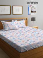 Klotthe Multi Floral 300 TC Cotton Blend Double Bed Sheet with 2 Pillow Covers in Book Fold Packing