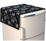 Shinzo Fabric Designer Box Printed Fridge Top Cover (21 X 39 Inch) (Black Leaf)