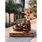 DARIDRA BHANJAN - Beautiful Brown Ram Mandir, Ram Mandir, wooden Ram mandir Statue ( L X B X H = 13 x 7 x 13cm), Ayodhya Mandir.