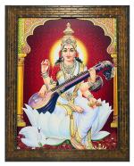 Indianara Multicolor Engineered Wood Sarasvathi Painting25.4*33*1 cm