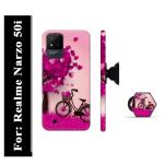 BUDDHU Simple, Love, Heart Printed Hard Back Cover Case with Mobile Holder, Pop holder, Pop socket for Realme Narzo 50i