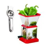 URBAN BUY Stainless Steel Lemon Squeezers With Solid Plastic Chilly Cutter and Multicolour, (Pack of 2)