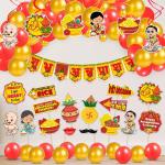 Zyozique Annaprasanam Swirls Hanging With Annaprasanam Bunting Banner Hindi Font Shubh Annaprashan And Balloon,Photo Booth Props,Rice Ceremony Decorat