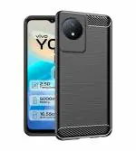 COVERBLACK Silicone Hybrid Rubber Case Back Cover for Vivo Y02 - Black