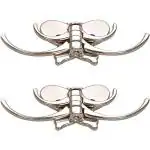 Quistal Butterfly Hook - 4 PIN Swivel Cloth Hanger Wall Hooks for Hanging Key, Clothes, Towel, Bag, Robe Hooks (Silver) (Pack of 2)