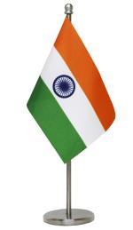 THE FLAGSOURCE Miniature Flag Indian with a Royal Stainless Steel Stand (26*8 )cm