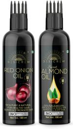 Desi Crew Red Onion and Almond Oil Cold Pressed for Skin, Body and Hair Care 100 ml Each