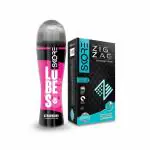 Skore Dotted & Ribbed Condoms (Zig Zag) 10N + Skore Lubes Strawberry - 50 ml