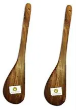 Arman Spoons Brown Teak Wood Roti Spatula For Pan (Pack Of 2)